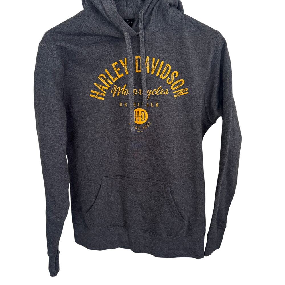 Harley Davidson Hoodie Women's Gray Motorcyclist Long Sleeve Sweatshirt Sz S